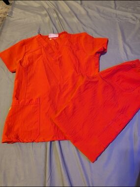 Bright Red Women's Scrub Top and Pants Set - Four Stretch